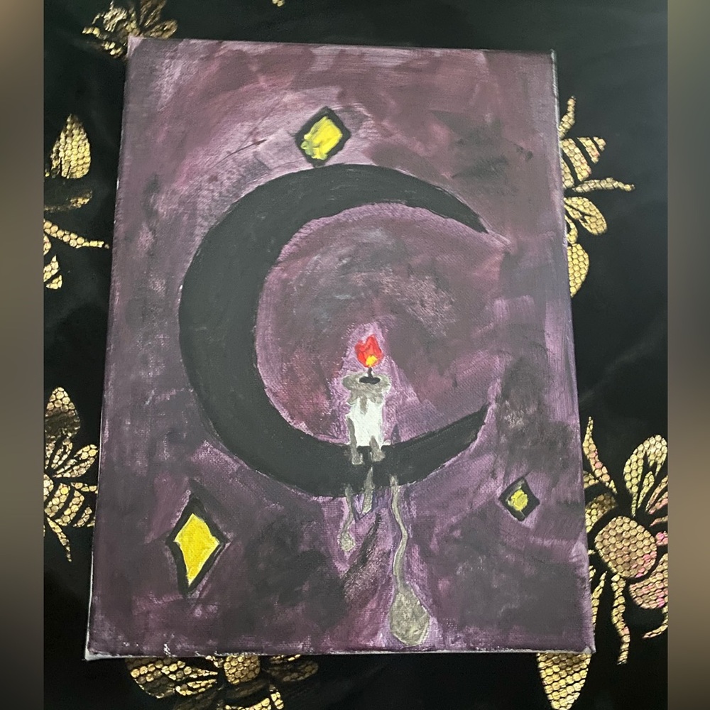 Abstract Purple and Black Crescent Moon Art